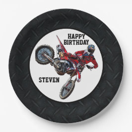 Dirt Bike Red Birthday Sport Motorrad Cool Pappteller