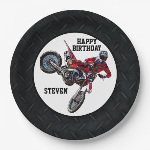 Dirt Bike Red Birthday Sport Motorrad Cool Pappteller