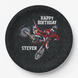 Dirt Bike Red Birthday Sport Motorrad Cool Pappteller