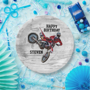 Dirt Bike Red Birthday Sport Motorrad Cooles Papie Pappteller
