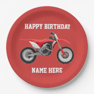 Dirt Bike Red Birthday Sport Paper Teller