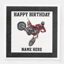 Dirt Bike Red Birthday Sportname Racing Napkins Serviette