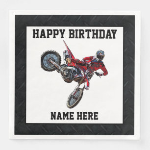 Dirt Bike Red Birthday Sports Name Racing Napkins Serviette
