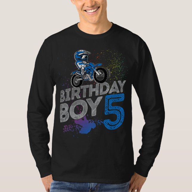 Dirt Bike Rider 5 Jahre Altes Motocross 5. Geburts T-Shirt (Vorderseite)