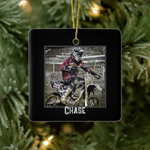 Dirt Bike Rider Boys Foto Square Keramikornament