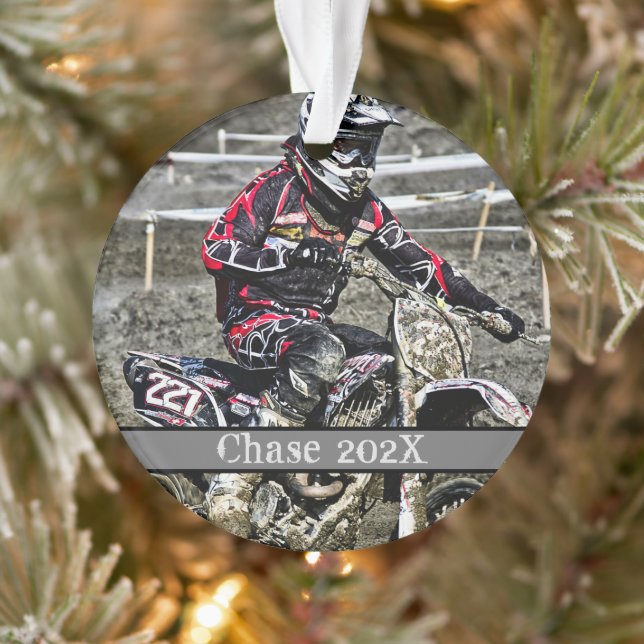 Dirt Bike Rider Foto Weihnachten Ornament (Baum)