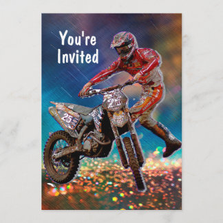 Dirt Bike Rider im Crystal Rain Storm Einladung