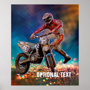 Dirt Bike Rider im Crystal Rain Storm Poster