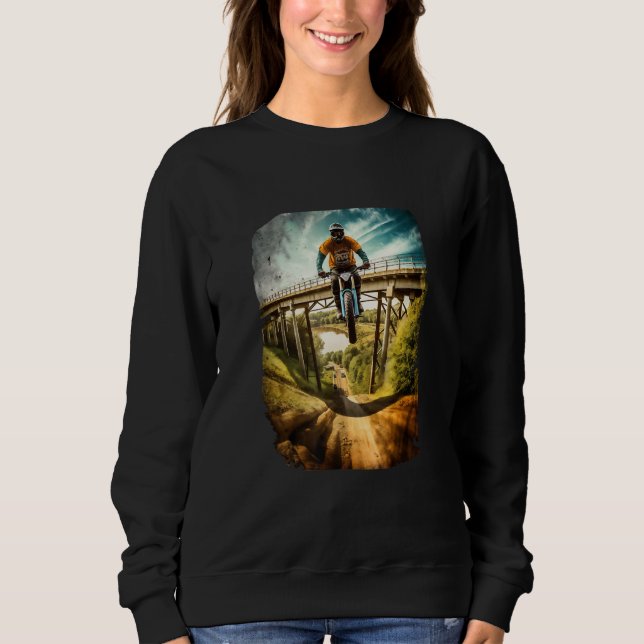 Dirt Bike Rider on Bridge Motorbike Biker Motocros Sweatshirt (Vorderseite)