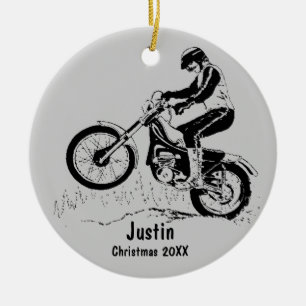 Dirt Bike Rider Ornament (silbergrau)