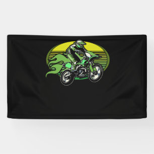 Dirt Bike Rider Tire Tracks Neon Green Jugend Banner