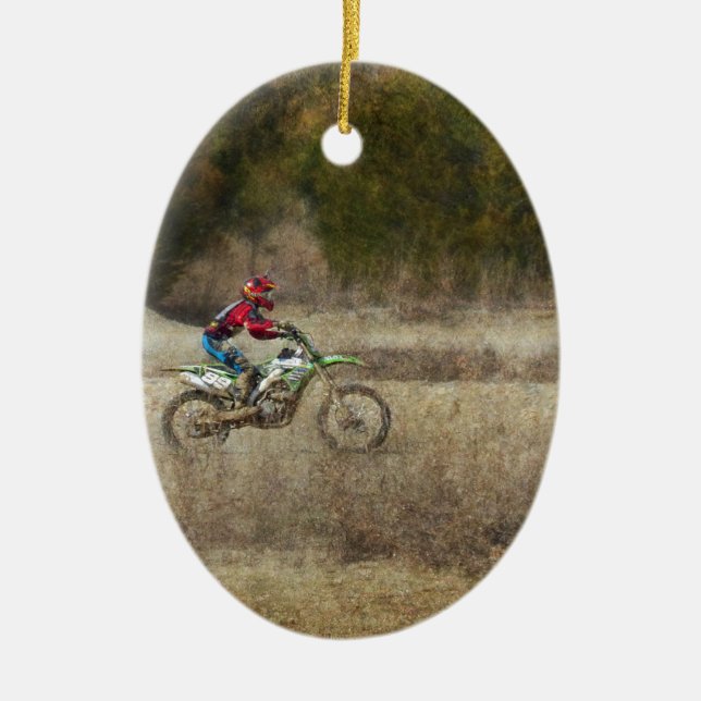 Dirt Bike Riding Keramik Ornament (Vorne)