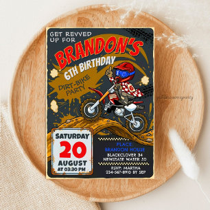 Dirt Bike Rot Motocross Geburtstag - Matschige Ren Einladung