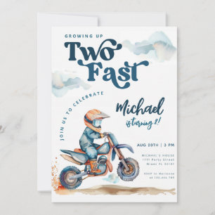 Dirt Bike Two Fast Geburtstag Einladung