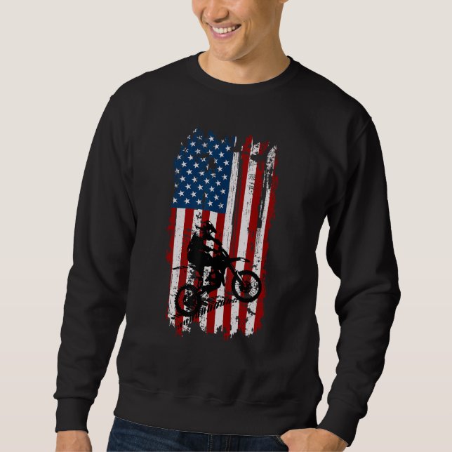 Dirt Bike USA Flag Motocross American Flag Sweatshirt (Vorderseite)