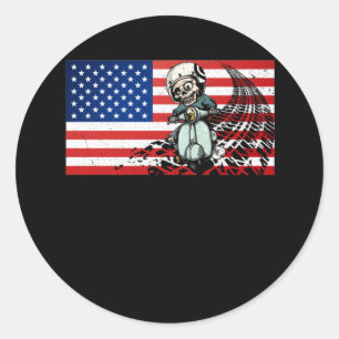 Dirt Bike USA Flag Motocross Biker 4. Juli Runder Aufkleber
