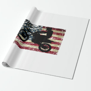 Dirt Bike USA Flag T - Shirt Motocross American Fl Geschenkpapier