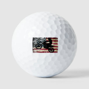 Dirt Bike USA Flag T - Shirt Motocross American Fl Golfball