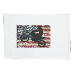 Dirt Bike USA Flag T - Shirt Motocross American Fl Kissenbezug