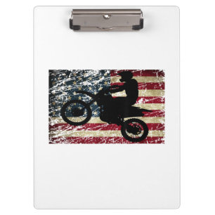 Dirt Bike USA Flag T - Shirt Motocross American Fl Klemmbrett