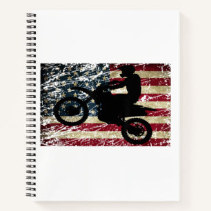 Dirt Bike USA Flag T - Shirt Motocross American Fl Notizbuch