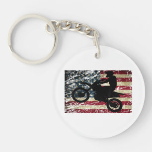 Dirt Bike USA Flag T - Shirt Motocross American Fl Schlüsselanhänger