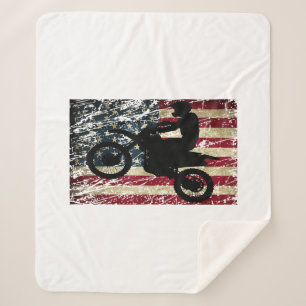 Dirt Bike USA Flag T - Shirt Motocross American Fl Sherpadecke