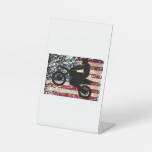 Dirt Bike USA Flag T - Shirt Motocross American Fl Sockelschild