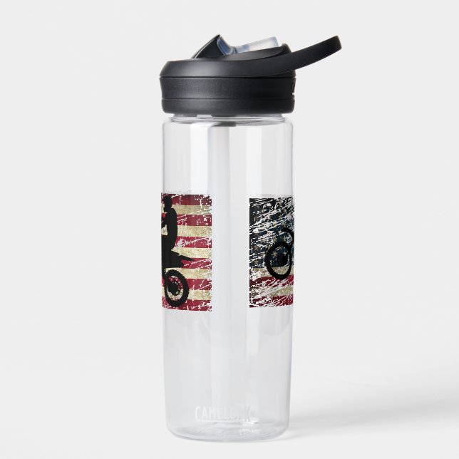 Dirt Bike USA Flag T - Shirt Motocross American Fl Trinkflasche (Links)