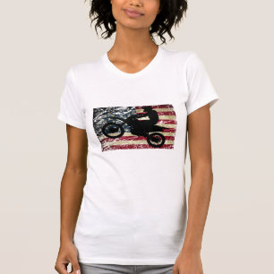Dirt Bike USA Flagge T-Shirt Motocross Amerikanisc