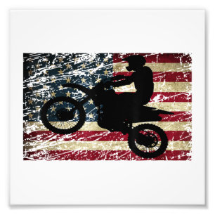 Dirt Bike USA Flaggen T-Shirt Motocross Amerikanis Fotodruck