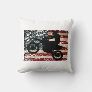 Dirt Bike USA Flaggen T-Shirt Motocross Amerikanis Kissen