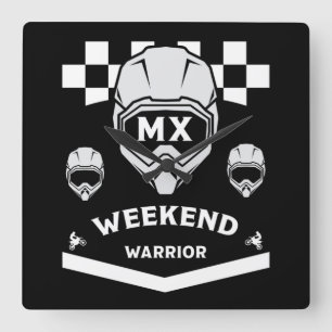 Dirt Bike Weekend Warrior Motocross Rider Quadratische Wanduhr