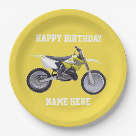 Dirt Bike Yelllow Birthday Sport Paper Teller