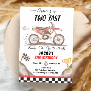 Dirt Bike Zwei Schnell Zweiter Geburtstag Junge Einladung