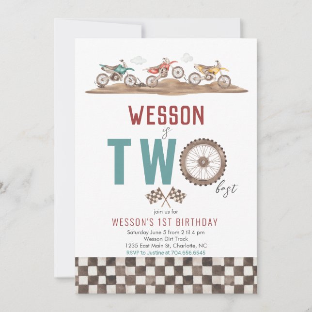 Dirt Bike zweite Einladung, Motorrad-Einladung Einladung (Vorderseite)