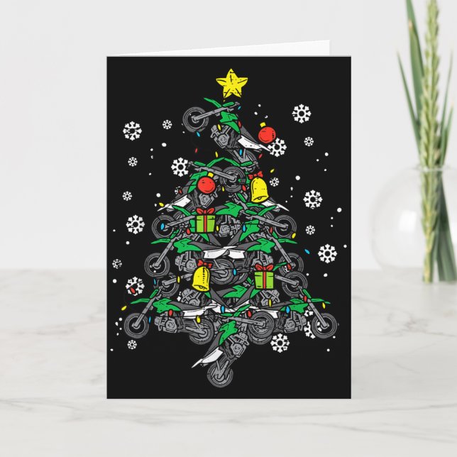 Dirt Bikes Christmas Tree Xmas Motocross Men Boy  Karte (Vorderseite)