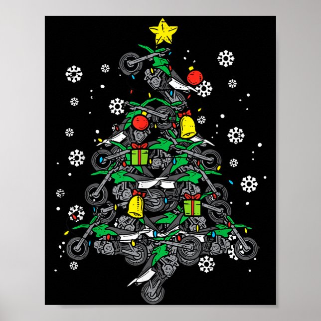 Dirt Bikes Christmas Tree Xmas Motocross Men Boy  Poster (Vorne)