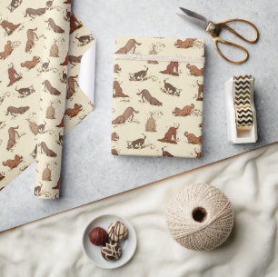 Dirt Digging Hunde - Strandurlaub Muster. Geschenkpapier