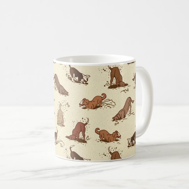 Dirt Digging Hunde - Strandurlaub Muster. Kaffeetasse (VorderseiteRechts)