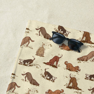 Dirt Digging Hunde - Strandurlaub Muster. Strandtuch