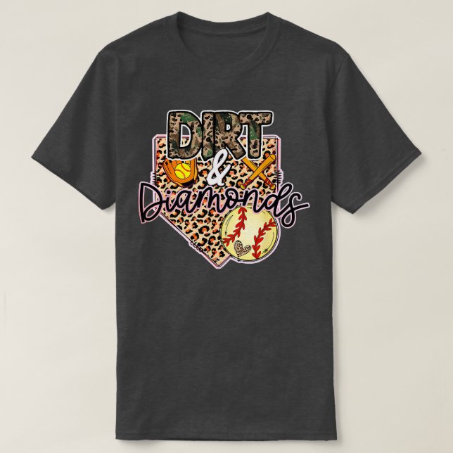 Dirt und Diamonds Mama von Softball und Basebal T-Shirt (Design vorne)