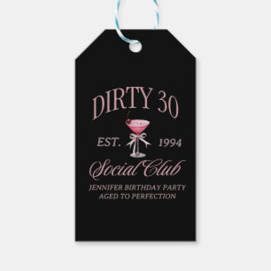 Dirty 30 Coquette Martini mit Bow Geschenkanhänger