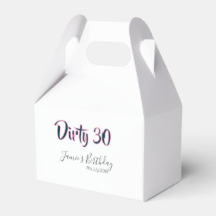 Dirty 30 Geburtstag Name Datum pink grau Kalligraf Geschenkschachtel