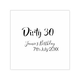 Dirty 30 Geburtstag Name Datum pink grau Kalligraf Permastempel