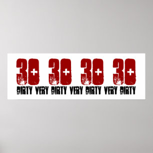 Dirty 30 Geburtstagsparty Poster Grunge Red