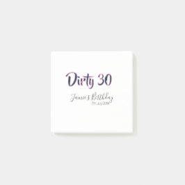 Dirty 30 happy birthday name date pink gray callig post-it klebezettel