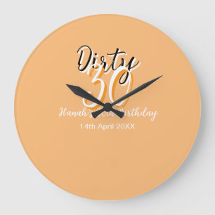 Dirty 30 orange weiß, einfache Retro-Geburtstag un Große Wanduhr