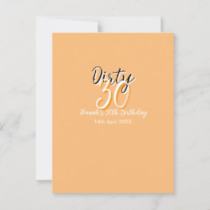 Dirty 30 orange weiß, einfache Retro-Geburtstag un Postkarte
