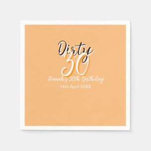 Dirty 30 orange weiß, einfache Retro-Geburtstag un Serviette